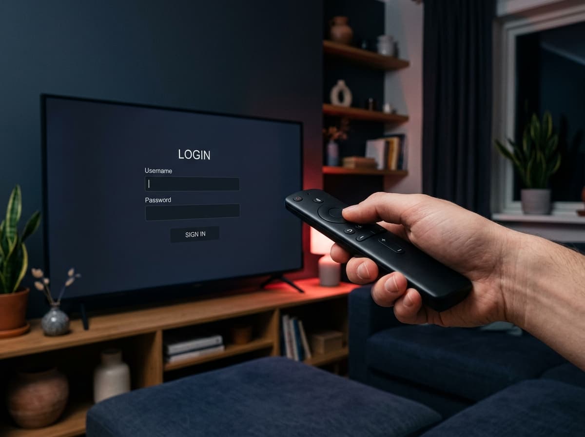 Pålogging i en IPTV-app på Smart TV med fjernkontroll – installasjon av IPTV Norge